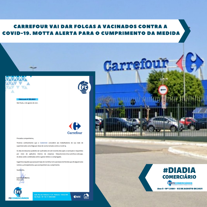 Carrefour vai dar folgas a vacinados contra a Covid-19